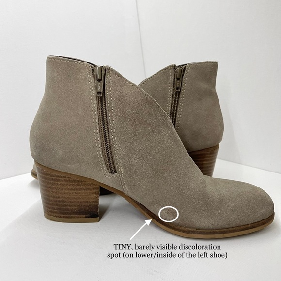JEFFREY CAMPBELL — TAN, SUEDE, ZIP BLOCK HEEL ANKLE BOOTS, KAMET 2 BOOTS, US 6 - Picture 6 of 11